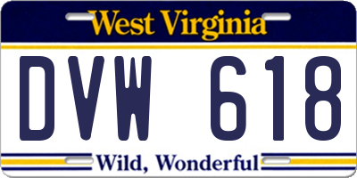 WV license plate DVW618
