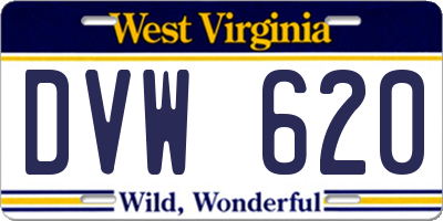 WV license plate DVW620