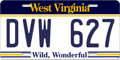WV license plate DVW627