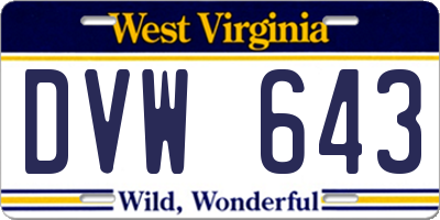 WV license plate DVW643