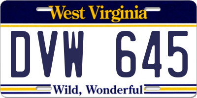 WV license plate DVW645