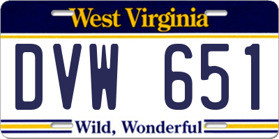 WV license plate DVW651