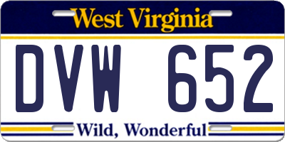 WV license plate DVW652