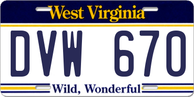 WV license plate DVW670