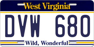 WV license plate DVW680