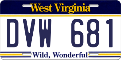 WV license plate DVW681