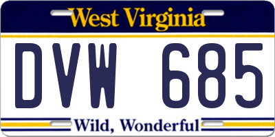 WV license plate DVW685