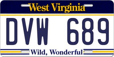 WV license plate DVW689