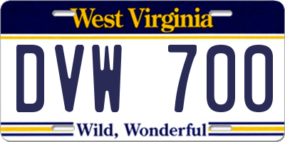 WV license plate DVW700