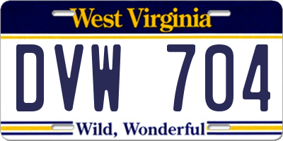 WV license plate DVW704