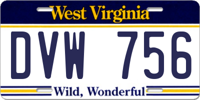 WV license plate DVW756