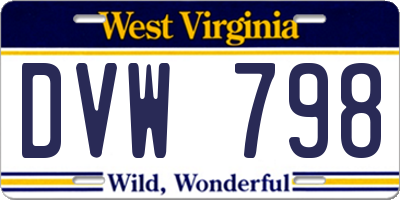 WV license plate DVW798