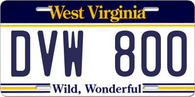 WV license plate DVW800