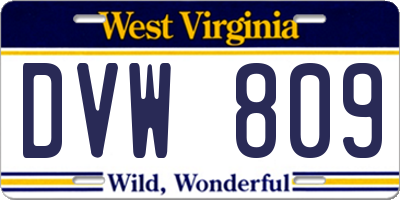 WV license plate DVW809