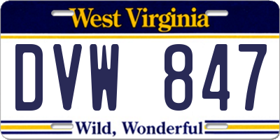 WV license plate DVW847