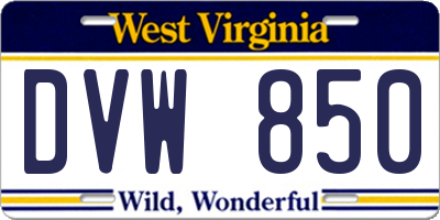 WV license plate DVW850