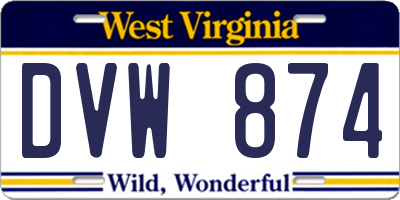 WV license plate DVW874