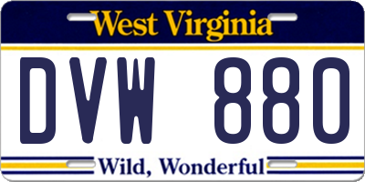 WV license plate DVW880