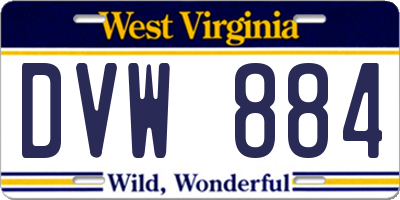 WV license plate DVW884