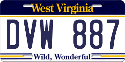 WV license plate DVW887