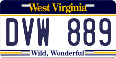 WV license plate DVW889