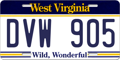 WV license plate DVW905