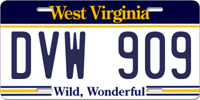 WV license plate DVW909