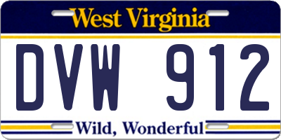 WV license plate DVW912