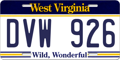 WV license plate DVW926