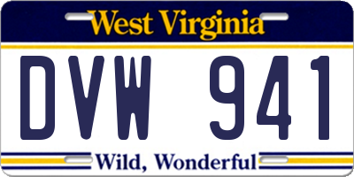 WV license plate DVW941