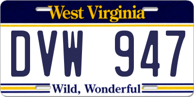 WV license plate DVW947