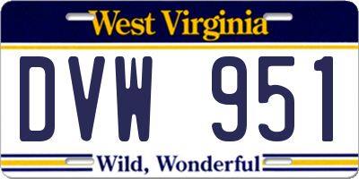 WV license plate DVW951