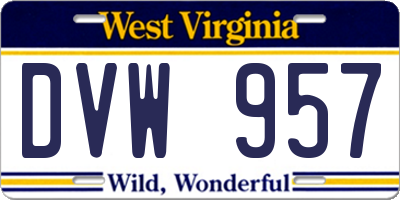 WV license plate DVW957