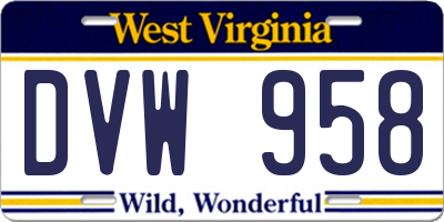 WV license plate DVW958