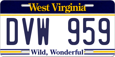 WV license plate DVW959
