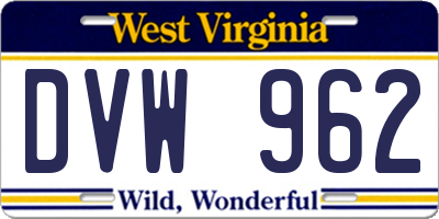 WV license plate DVW962
