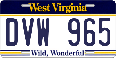 WV license plate DVW965