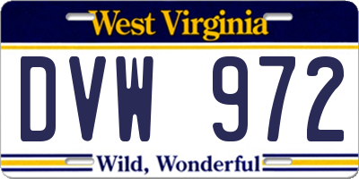 WV license plate DVW972