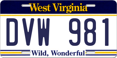 WV license plate DVW981