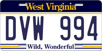 WV license plate DVW994