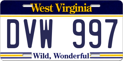 WV license plate DVW997