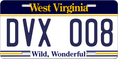 WV license plate DVX008