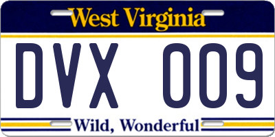 WV license plate DVX009