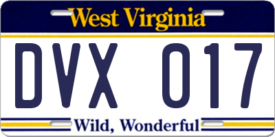 WV license plate DVX017