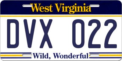 WV license plate DVX022