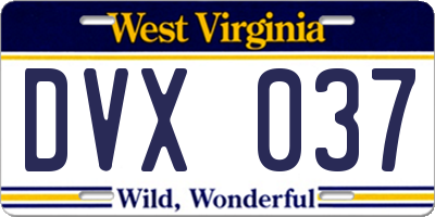WV license plate DVX037
