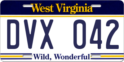 WV license plate DVX042