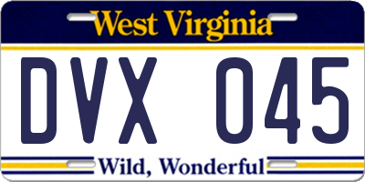 WV license plate DVX045
