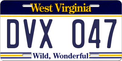 WV license plate DVX047