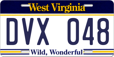 WV license plate DVX048